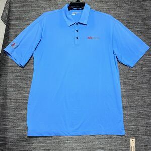 Alpha Graphics Polo Shirt Men's L Blue Short Sleeve